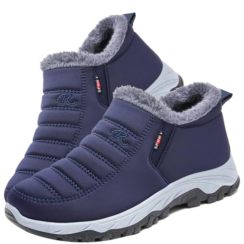 Calzado Ancho Especial Hombre Botas de Nieve para Mujer Botines de Invierno Forradas Calientes Boots Zapatos Outdoor Ultraligero Antideslizante,Men's Blue,41/255mm