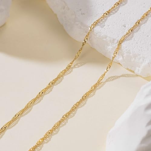 Gold Necklaces 14K Gold Chain for Mens Necklace Singapore Chain with Delicate Twist Dainty Thin Necklace for Women4
