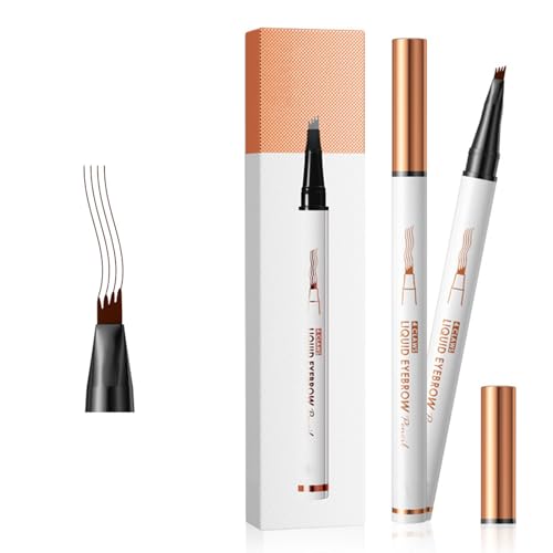 Lápiz de Cejas Microblading Impermeable de 4 Puntas para un Maquillaje de Cejas Natural y Duradero, Resistente al Agua y Manchas, Ideal para Todo Tipo de Piel, Marrón Claro