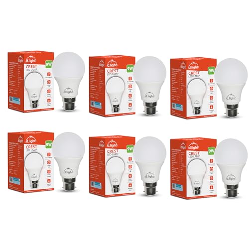 Image of D.LIGHT 9W LED Bulb Color for Home & Office |B22 LED Bulb Base | High Voltage Protection |Eco Friendly Energy Efficient | Pack of 6