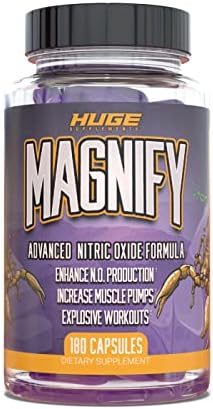 Huge Supplements, Magnify Nitric Oxide Supplement, Advanced N.O. Booster, Scientifically Based Ingredients for Intense Muscle Pumps, Increase Vasodilation & Explosive Workouts (180 Capsules)