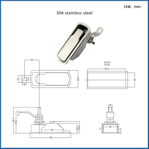 Serrure plate acier inoxydable anti-corrosion pour armoire de commutation - 3