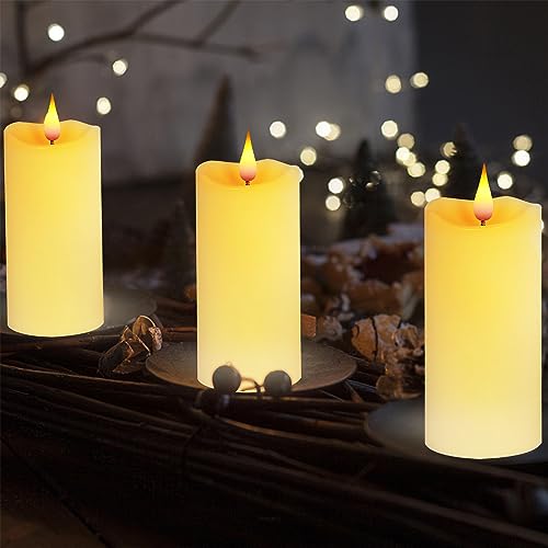 Image of Aignis Indoor Flameless LED Candles Battery Operated with Remote Timer and Unique Double-Color Flame for Home /Wedding /Holiday Decor, Set of 2(D 2.95 inch x H 6 inch)