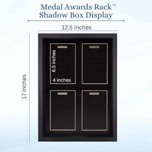 MedalAwardsRack Shadow Box Display (4 Medals) – Wall-Mounted, Tempered Glass, Wood Frame - Marathon, Triathlon, and More - Black by MedalAwardsRack - Used condition - Image 5