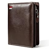 Cartera para Hombre,con RIFD Protección, 11 Ranuras para Tarjetas, con Cremallera, Regalo para Hombre de Navidad,...
