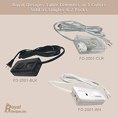 Royal Designs Light Dimmer Plug In Switch For Halogen And Incandescent Bulbs With Foot Slider, 6 Feet Cord, 300W #TOP2