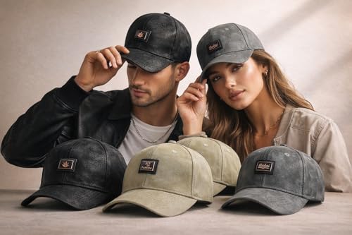 Image of kill off Premium Men's Leather Baseball Cap with Embroidered Patch, Adjustable Fit, Lightweight Comfortable Casual Wear Hat