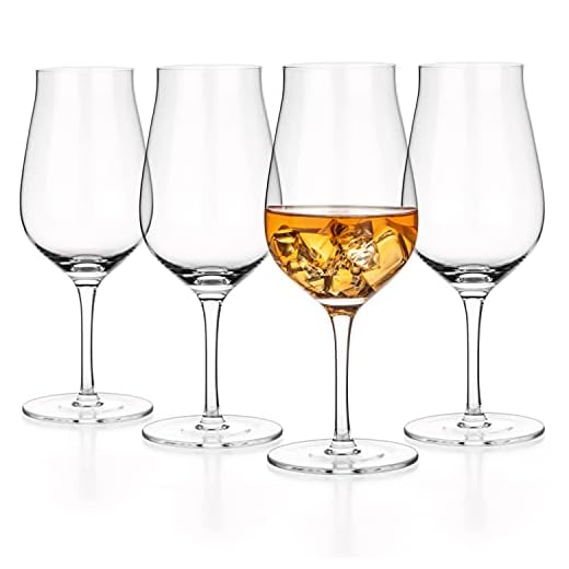Luxbe - Copas de cristal de bourbon, brandy y coñac, juego de 4 - Vaso grande hecho a mano sin plomo - Ideal para bebidas espirituosas - Whisky Scotch - 10 oz/300 ml