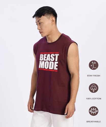 Image of SHODOX Men's 100% Cotton Tank Tops Round Neck Sleeveless Sports Loose fit Vest (Pack of 1)