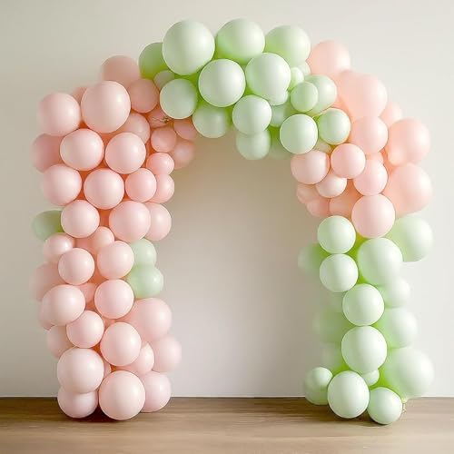 Image of Regular Balloon Combo For Decoration with Glue Dots & Balloon Arch Strip - Party Decor Set For Easy Party Setup (GREEN PINK, 50)