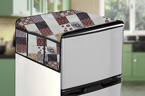 Image of Stylista Refridgerator top Cover Suitable for Samsung RT28C3452CU /HL, 236 Liter Fridge, Dimension (WXD) 65x111 CM, Compass Pattern Grey