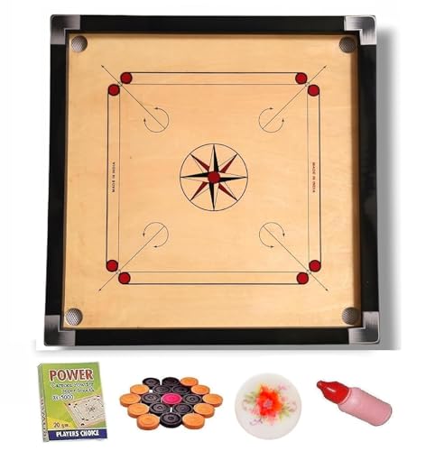 Image of New Premium Matte Finish Carrom Board, with Striker, Coins & Powder | Smooth Playing Surface | Indoor Family Game for Kids & Adults with Water Proof Playing Surface (26 Inch - Medium)