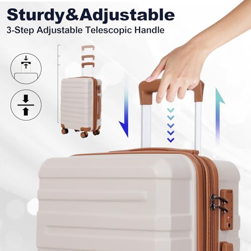 3-Piece Hard Shell Luggage Set with Wheels - Carry-on & Check-In Size (20"/24"/28") - TSA Approved Lock, Durable ABS, Blue2