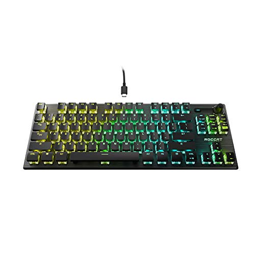 Roccat Vulcan Tkl Pro Tenkeyless Linear Optical Titan Switch Pc Gaming Keyboard With Per-Key Aimo Rgb Lighting, Anodized Aluminum Top Plate, And Detachable Usb-C Cable, Black #TOP6