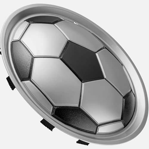 Image of LYDS Soccer Futbol Silver Black Universal 15 inch Premium ABS Hubcap Wheel Cover Replacement Set of 4 - SWC-15S