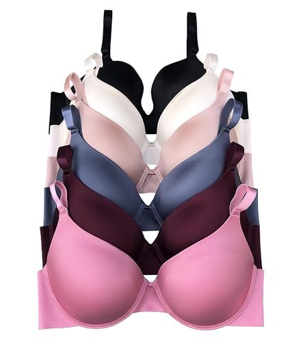 Image of Viola's Secret 6 Pack of Color Print T-Shirt Bras B Cup C Cup and D Cup