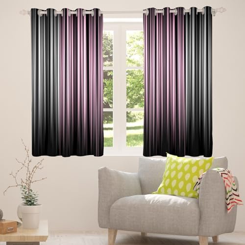 Homemissing Ombre Pink Grey Black Curtains for Bedroom Living Room (2 Panels, W66*L72) Abstract Art Darkening Dreapes Decor Stripes Geometric Blackout Curtains Modern Striped Art Window Treatments - Image 5
