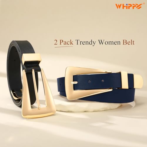 Image of WHIPPY 2 Pack Women Leather Belts Ladies Fashion Casual Waist Belt