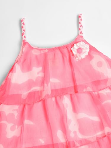 Image of Nautinati Baby Girls Strap Sleeve Fit & Flare Frock | Age 0-3 Years