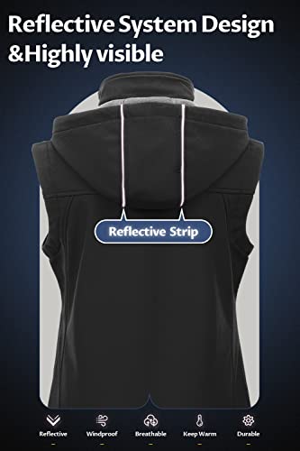 Image of CREATMO US Women's Lightweight Softshell Vest Outerwear Windbreaker Sleeveless Jacket With Removable Hood