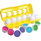 Kidzlane Color Matching Egg Toy Set for Toddlers - 12 Play Eggs with Montessori-Inspired Learning - Develop Sorting, Counting, and Shape Recognition Skills - Educational Easter Gift for Girls and Boys