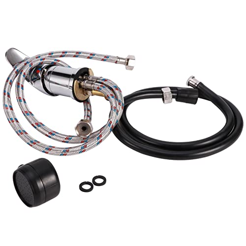 Water Faucet Set Professional Beauty Salon Shampoo Sink Bowl Faucet and Sprayer Kit with Spray Hose Hair Salon Sink Faucets Sprayer Hose Replacement Set(Silver)