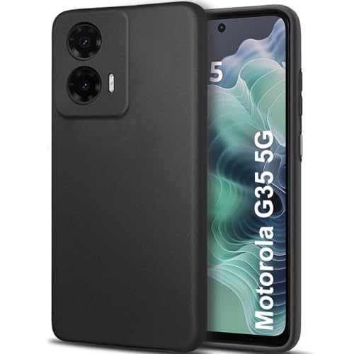 Image of TheGiftKart Sleek Back Cover Case for Motorola Moto G35 5G | Slim Fit Protective Design | Ultra Matte Finish | Camera Protection Bump | Soft Silicon Back Cover Case for Moto G35 5G (Silicone, Black)