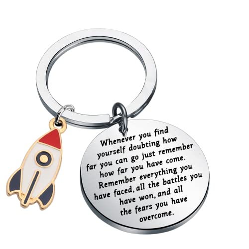 TIIMG Rocket Inspirational Quote Keychain Astronomy Gift Rocket Space Ship