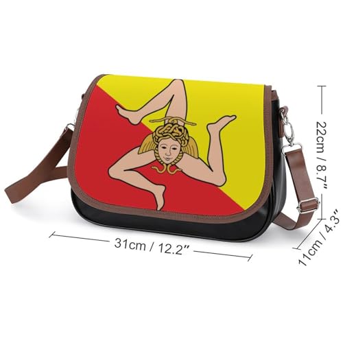 Sicilian Flag Crossbody Bag Anti-Theft Side Shoulder Bags Adjustable Leather Messenger Bag Unisex2