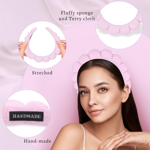 10 Pcs Spa Headband Bulk for Women Makeup Sponge Headband Puffy Hair Band for Washing Face Women Girls (Terry Cloth)3