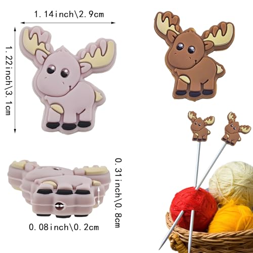 Image of 10 Pack Colorful Deer Knitting Needle Stoppers Knitting Needles Point Protectors Silicone Needle Point Protectors Knitting Accessories and Supplies Knitting Tools