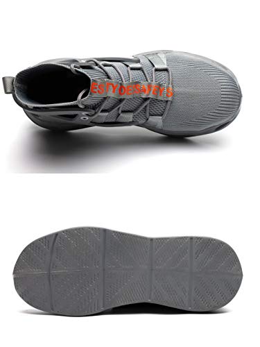 Luolocsn Mens Work Safety Steel Toe Boots For Women Lightweight Breathable Industrial & Construction Shoes Gray 43/11.5 Women/9.5 Men #TOP2