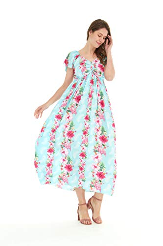 Image of Hawaii Hangover Family Matching Clothes, Pink Hibiscus Vine Turquoise | Family matching Hawaiian outfits, Pink Hibiscus Vine Turquoise, lightweight rayon, machine washable, tropical floral print