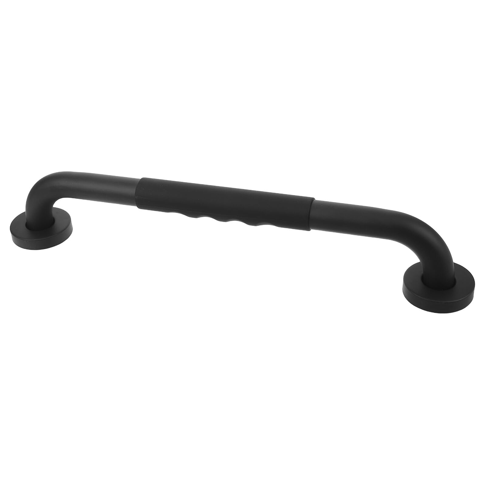Barra de baño para mayores con soporte antideslizante de acero negro