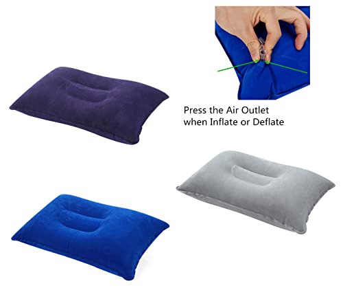 Aircee 3 Pieces Inflatable Travel Pillow For Camping, Home Office Sleeping, Head Neck Lumbar Support, Ultralight Portable Compact And Soft, Airplane Backpacking Trip Pillow #TOP2