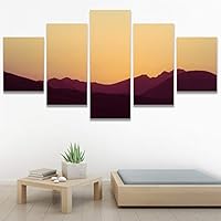 SIGNWIN 5 Panel Canvas Wall Art Coastal Orange Photography Relax/Calm Romantics Sunset Warm for Home Decorations Ready to Hang - 60