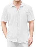[KEFITEVD] 旅行シャツ メンズ 半袖 夏服 カジュアル 大きいサイズ 通気性 日常着 シンプル shirt ゆったり 柔らかい 襟付きシャツ 白 無地 夏用 冷感 ホワイト 3XL