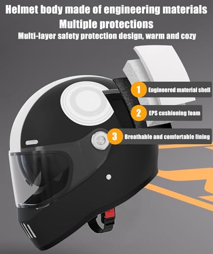 Caschi Da Moto Retrò Alla Moda, Caschi Integrali Con Doppia Visiera E Cinturini Sottogola A Sgancio Rapido, Caschi Da Moto Fuoristrada Certificati DOT/ECE Da Uomo E Da Donna B,54-61cm - 4