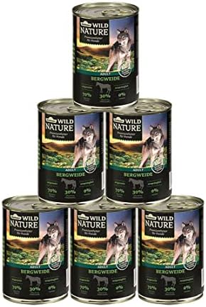 Dehner Wild Nature Hundefutter Bergweide, Nassfutter, Pferd/Rind, 6 x400g