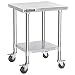DuraSteel Stainless Steel Work Table 30" x 18" x 34" Height w/ 4 Caster Wheels -  Food Prep Commercial Grade Worktable - NSF Certified - Good For Restaurant, Business, Warehouse, Home, Kitchen, Garage