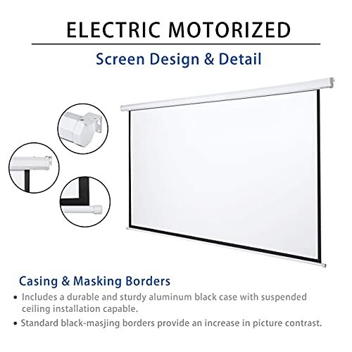 Image of Kayle 120 inch Motorized Projector Screen Electric Diagonal Automatic Projection 4:3 HD Movies Screen for Home Theater Presentation Education Outdoor Indoor W /Remote Control and Wall /Ceiling Mount (White)
