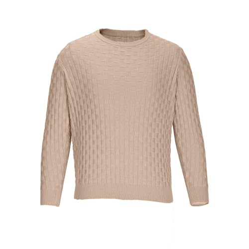 Men's Pullover Sweater Crewneck Long Sleeve Casual Sweaters Soft Waffle Texture Sweater Slim Fit Knit Jumper3