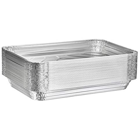 Plastible Disposable Aluminum Steam Table Pans - Full-Size Medium Foil Pan 19" x 11.5" x 2" Depth (30, Without Lids) Cover