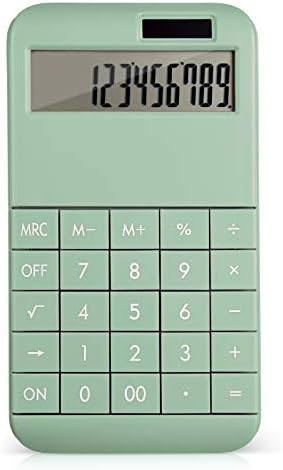 EooCoo Office Calculator, 12 Digit Large LCD Display Solar Battery Standard Desk Calculator - Green