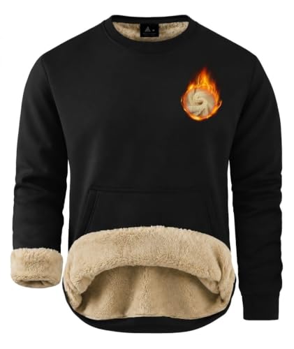 ZITY Men's Fleece Lined Sweatshirt Thick Sherpa Sweatshirts Kangaroo Pocket