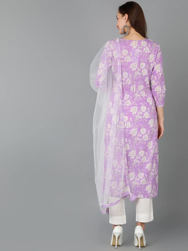 Image of Vaamsi Women's Rayon Blend Printed Floral Kurta Trousers with Dupatta