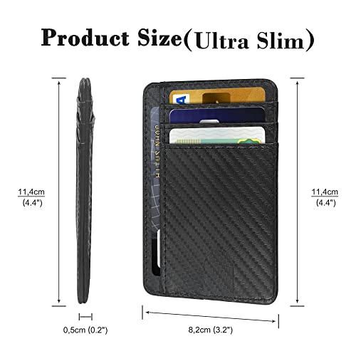 Image of CONISY Slim Credit Card Holder for Women, Thin Front Pocket Leather Mini Wallet with RFID Blocking (Black)
