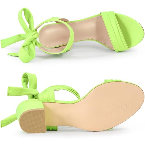 Image of Allegra K Women's Open Toe Ankle Tie Back Block Heels Sandals