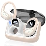 STECEi Auriculares Inalámbricos Deportivos, Auriculares Bluetooth 5.4 con HD Micrófono, 75H de Reproducción con Cancelacion Ruido ENC, IPX7 Impermeable Cascos Inalambricos Running Camello