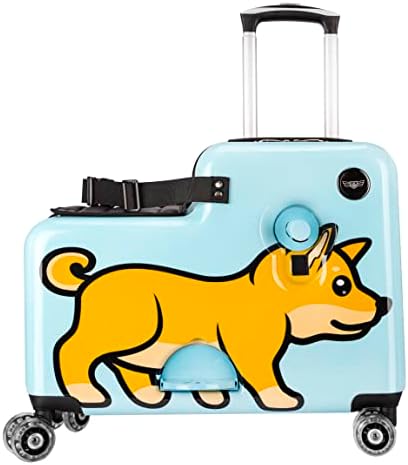 Younglingz Lil Flyer 20" kid ride on suitcase child stroller spinner luggage (Dog)